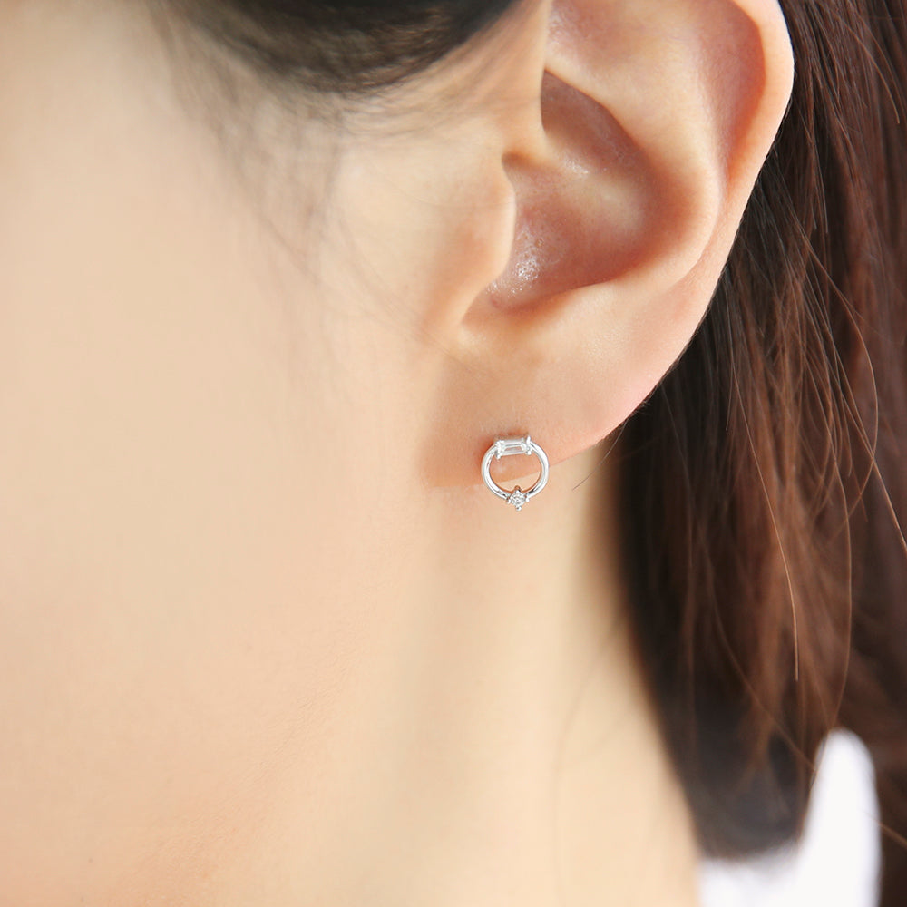 OST - Transparent Round Ring Silver Earrings