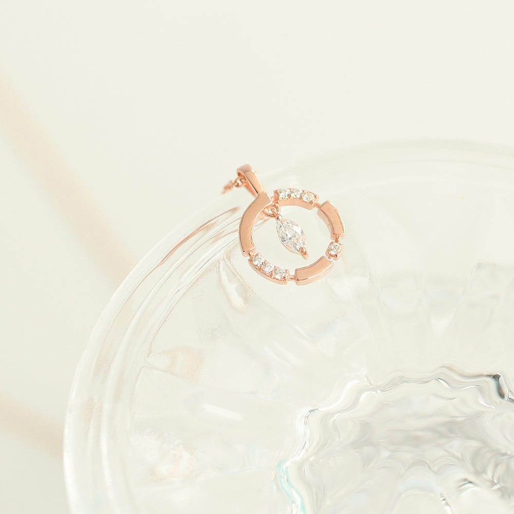 OST - Cubic Shiny Circular Line Rose Gold Necklace