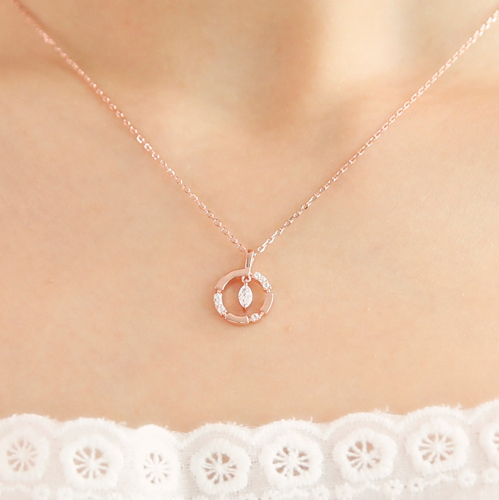 OST - Cubic Shiny Circular Line Rose Gold Necklace