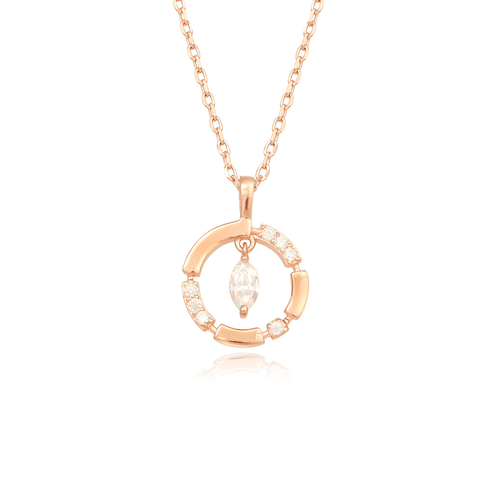 OST - Cubic Shiny Circular Line Rose Gold Necklace