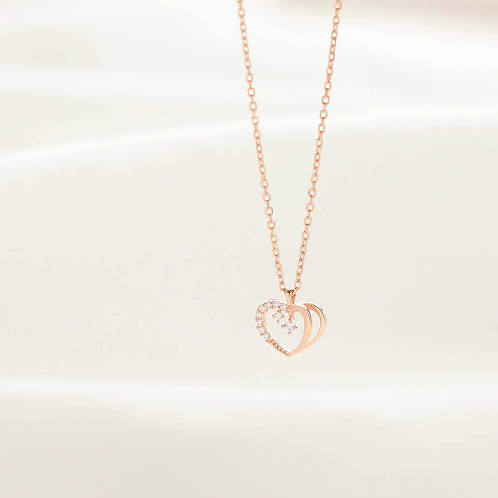 OST - Love Heart Cubic Rose Gold Necklace