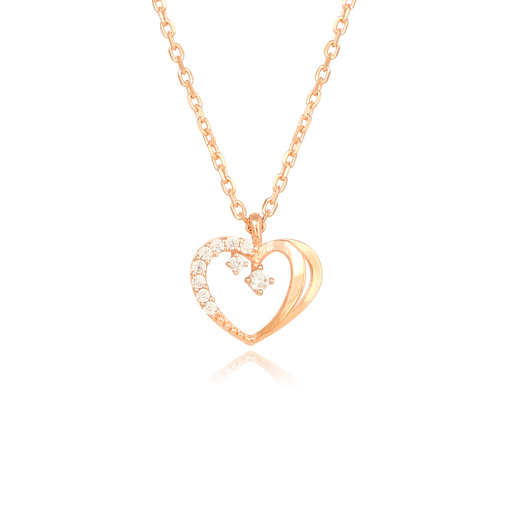 OST - Love Heart Cubic Rose Gold Necklace