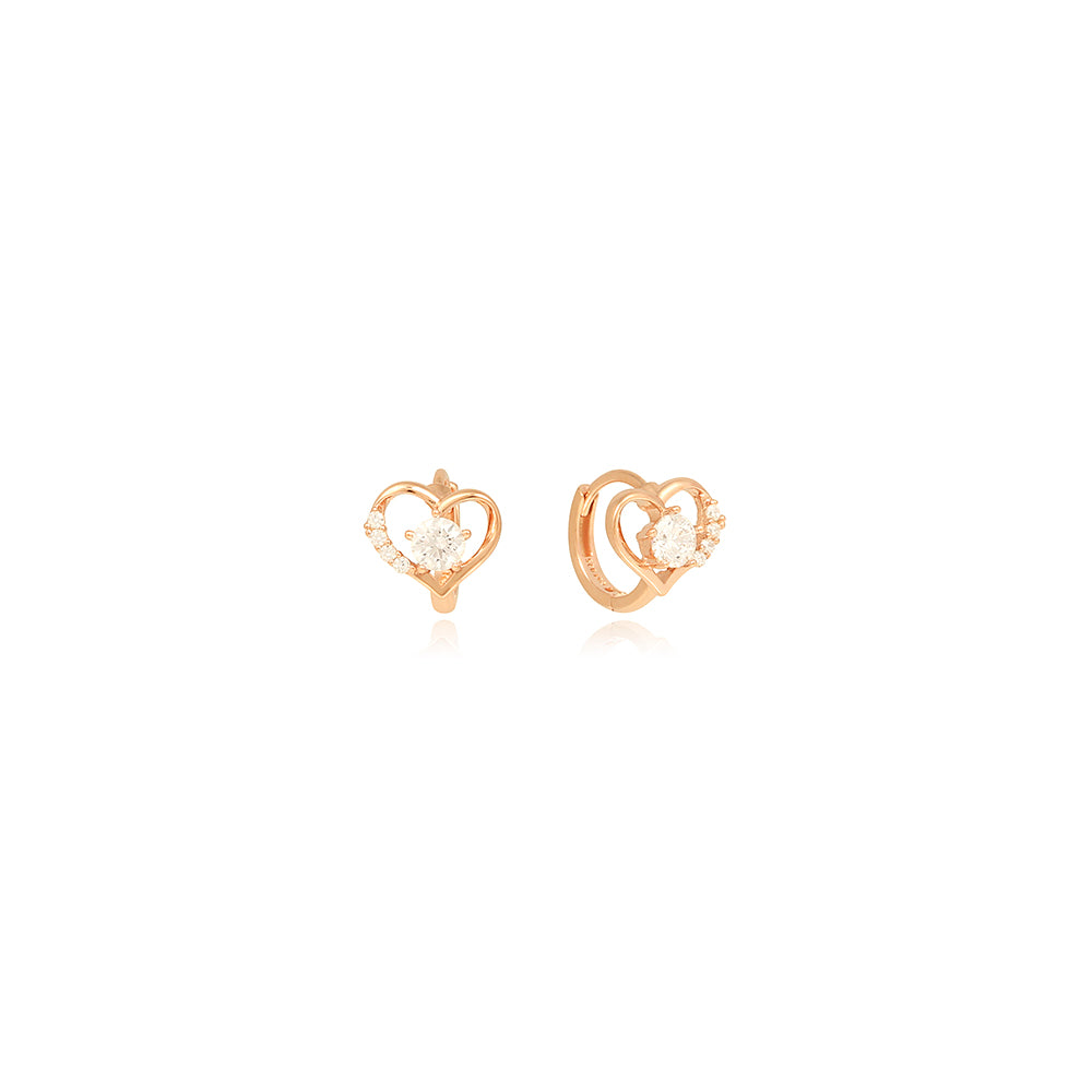 OST - Love Heart Line Rose Gold Mini Ring Earrings