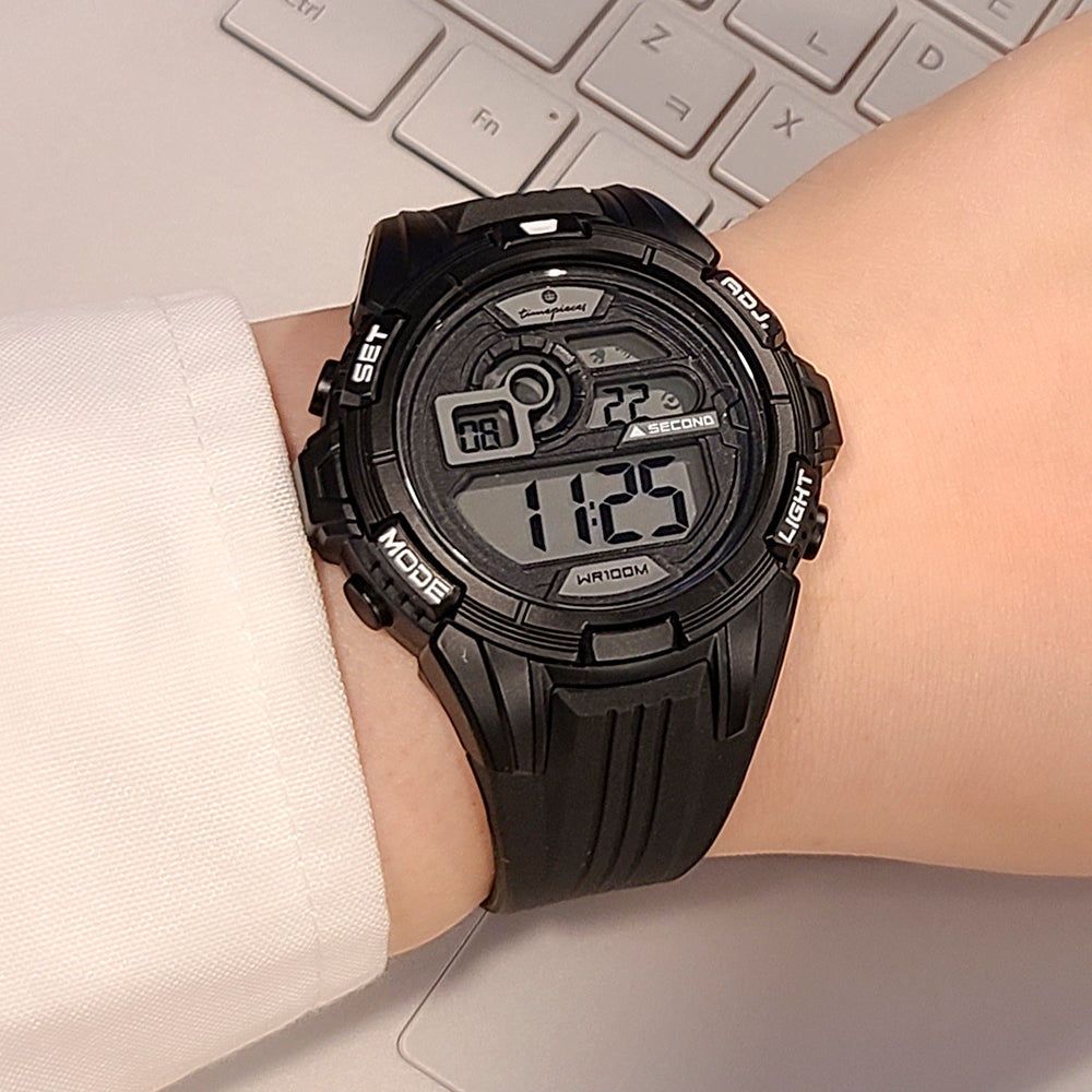 OST - Matte Black Glitter Waterproof Men's Digital Jelly Watch