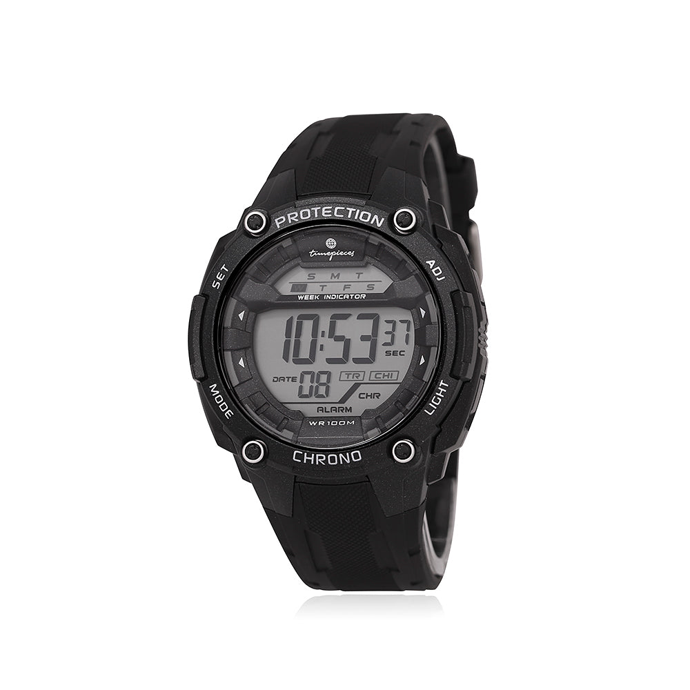 OST - Matte Dark Black Waterproof Men's Digital Jelly Watch