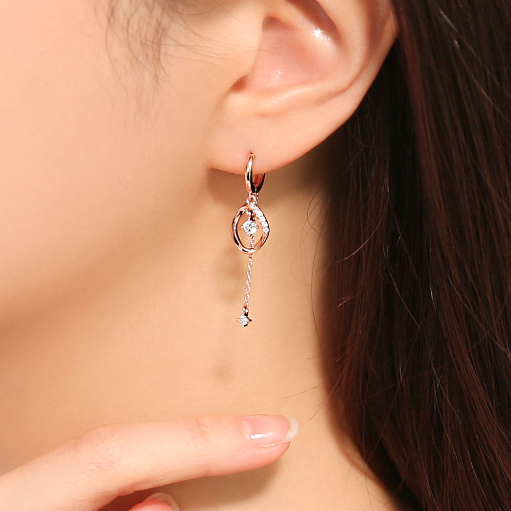 OST - Flat Round Rose Gold One Touch Earrings