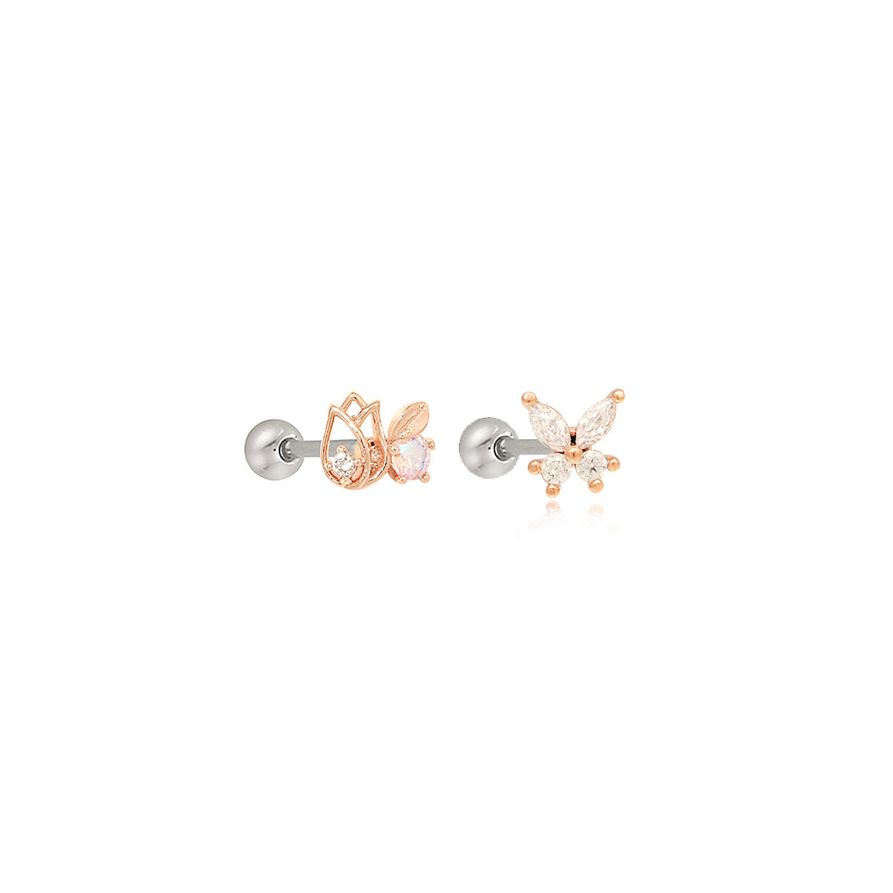 OST - Tulip Diamond Rose Gold Ear Pierce