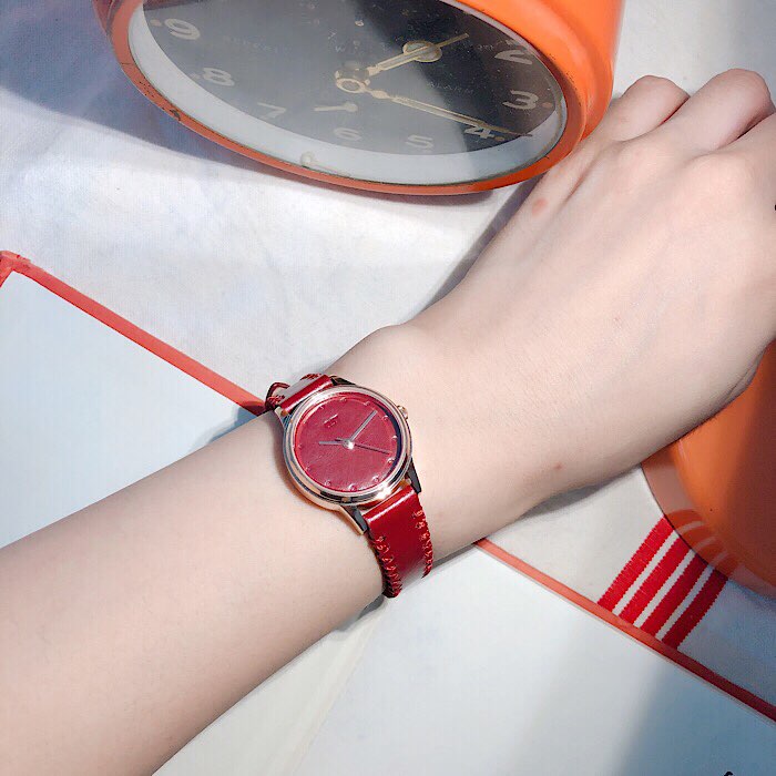 OST - Women's Red Leather Watch