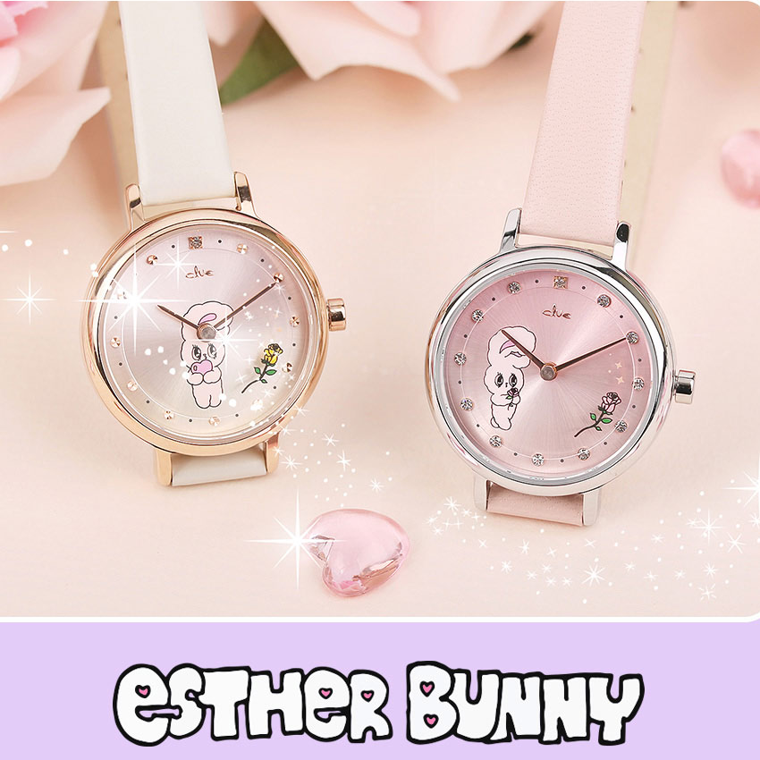 Clue X Esther Bunny - Shy Esther Bunny Ivory Leather Watch