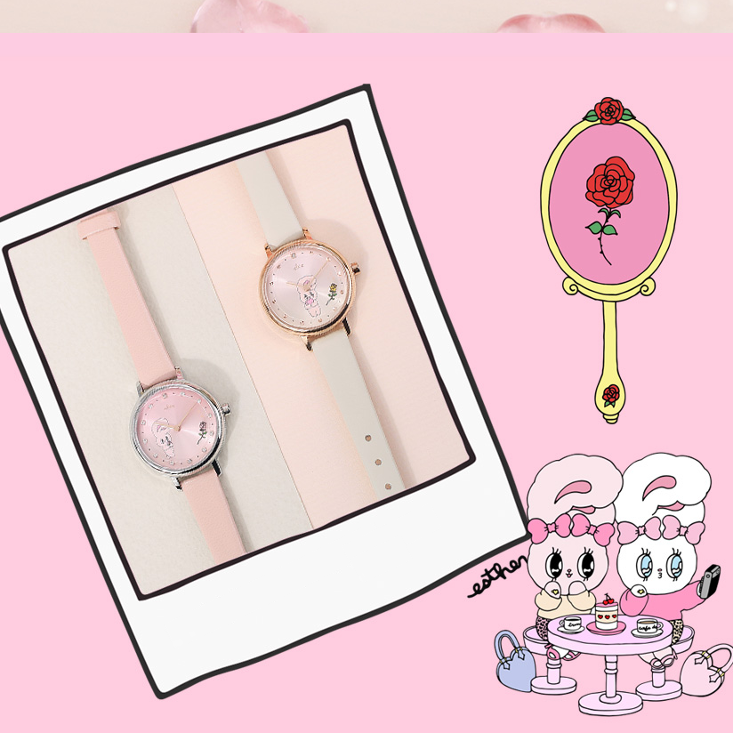 Clue X Esther Bunny - Shy Esther Bunny Ivory Leather Watch