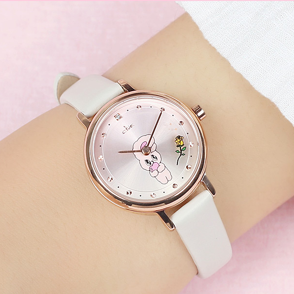 Clue X Esther Bunny - Shy Esther Bunny Ivory Leather Watch