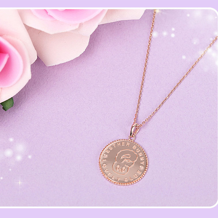 Clue X Esther Bunny - Roseholic Unbalanced Coin Silver Necklace