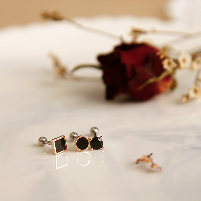 OST - Elegant Black Ear Piercing Set