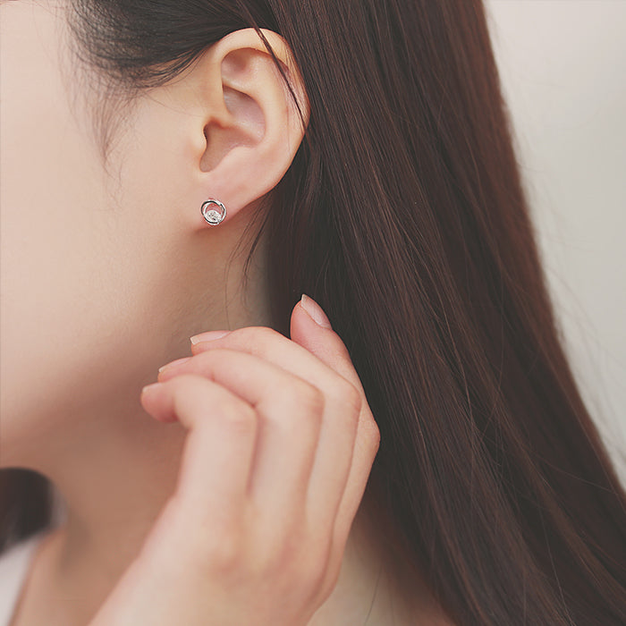 OST - Shiny Cubic Silver Ring Silver Earrings