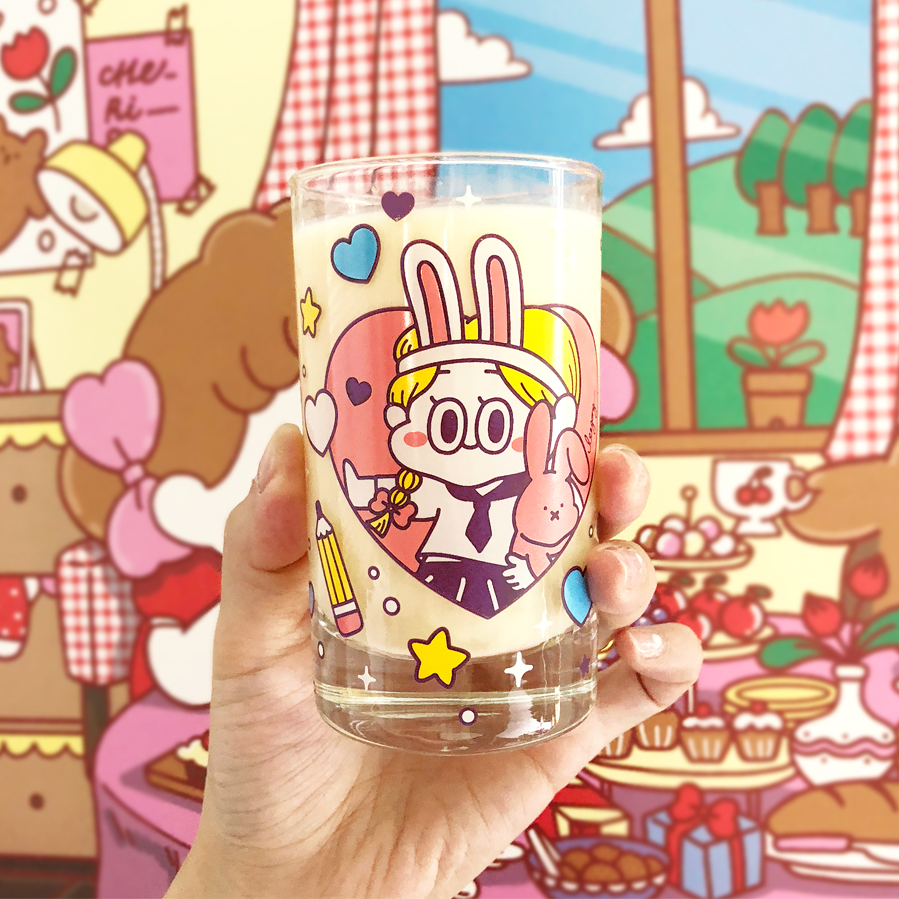 Standard Love Dance - Cherry Pie Retro Glass Cup - Rabbit Girl