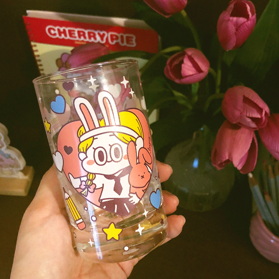 Standard Love Dance - Cherry Pie Retro Glass Cup - Rabbit Girl