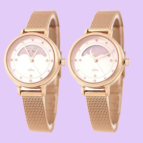 Clue X Esther Bunny - Beautiful Bunny Moon Phase Rose Gold Mesh Watch