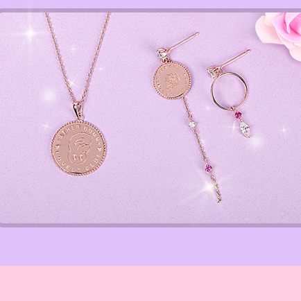 Clue X Esther Bunny - Roseholic Unbalanced Coin Silver Earrings