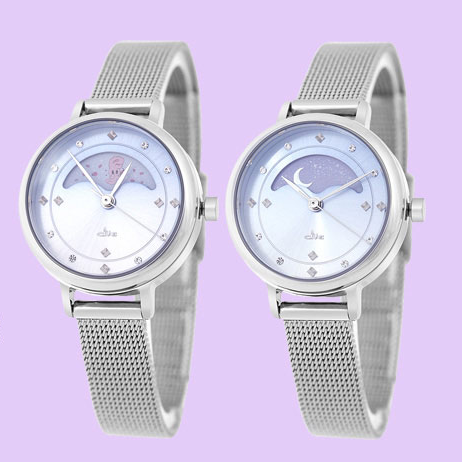 Clue X Esther Bunny - Beautiful Bunny Moon Phase Silver Mesh Watch