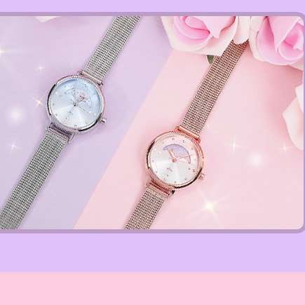 Clue X Esther Bunny - Beautiful Bunny Moon Phase Silver Mesh Watch