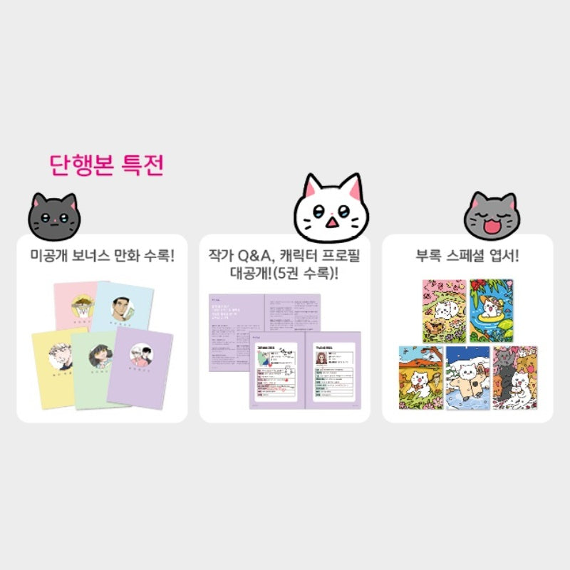 Meowman webtoon book 1~5 complete set outlet + fancafe goods