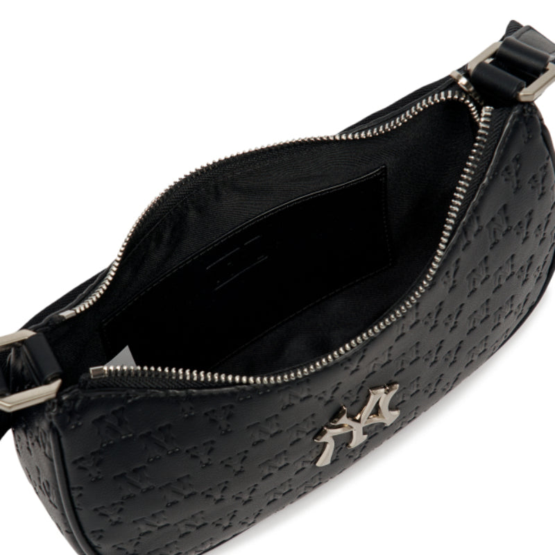 NY Yankees Monogram Embos Hobo Bag Black