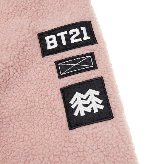 BT21 x Kolon Sports CHIMMY Pink Fleece good Sherpa Jacket