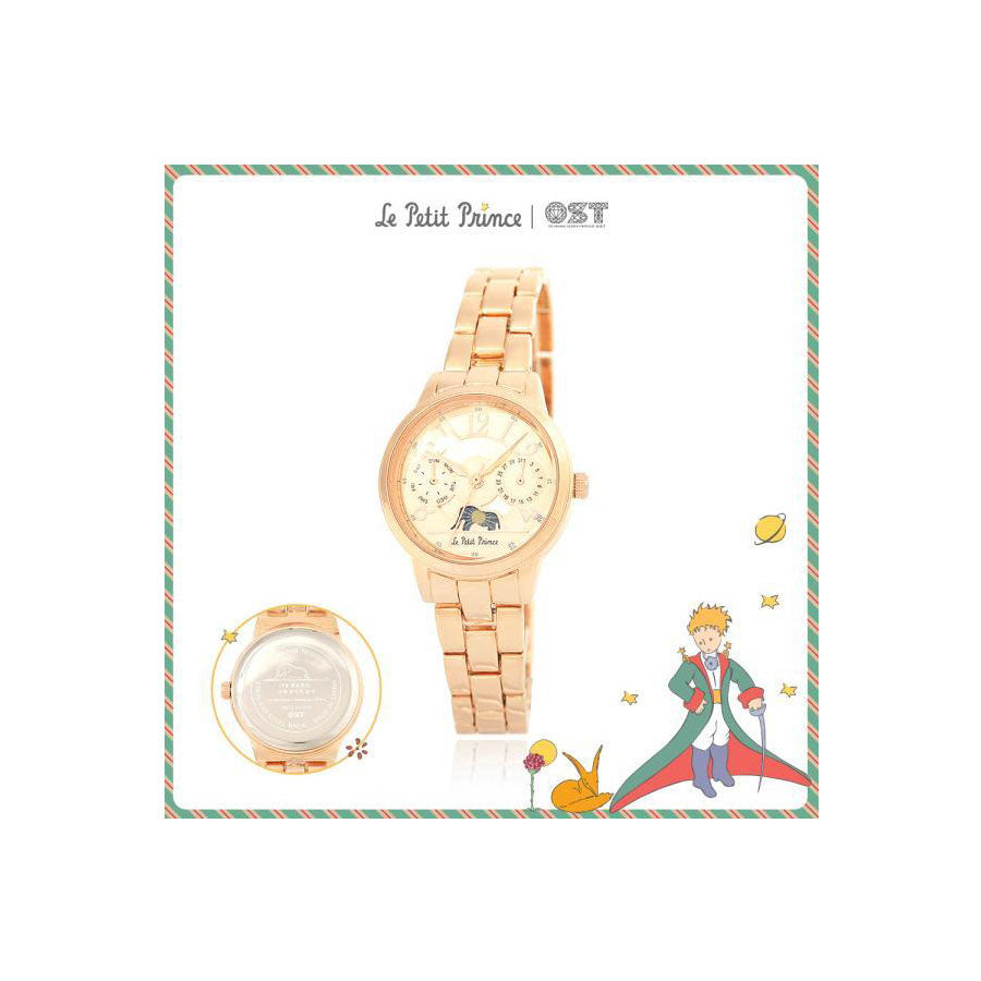 Le Petit Prince x OST - Elephant-Eating Boa Snake Moon Phase Rose Gold Metal Watch