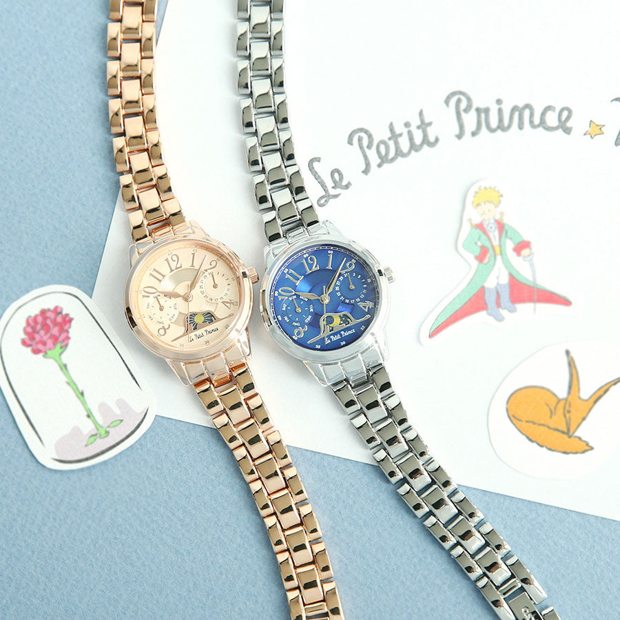 Le Petit Prince x OST - Elephant-Eating Boa Snake Moon Phase Rose Gold Metal Watch