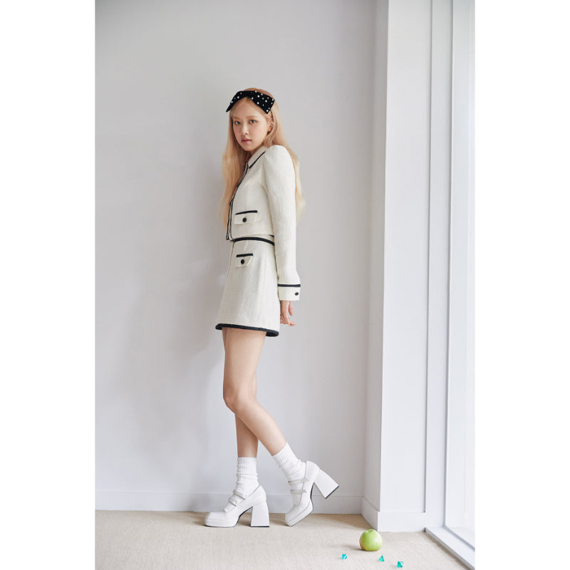 Rosé x O!Oi Collection - Tweed Mini Puff Jacket - Ivory – Harumio
