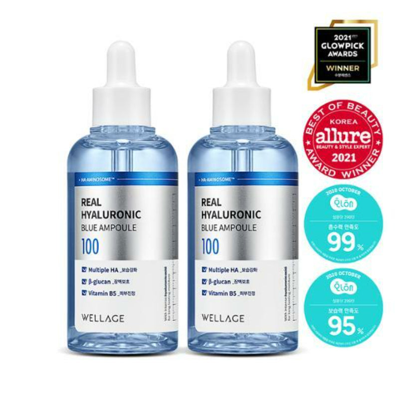 Wellage - Real Hyaluronic Blue 100 Ampoule Double Set – Harumio